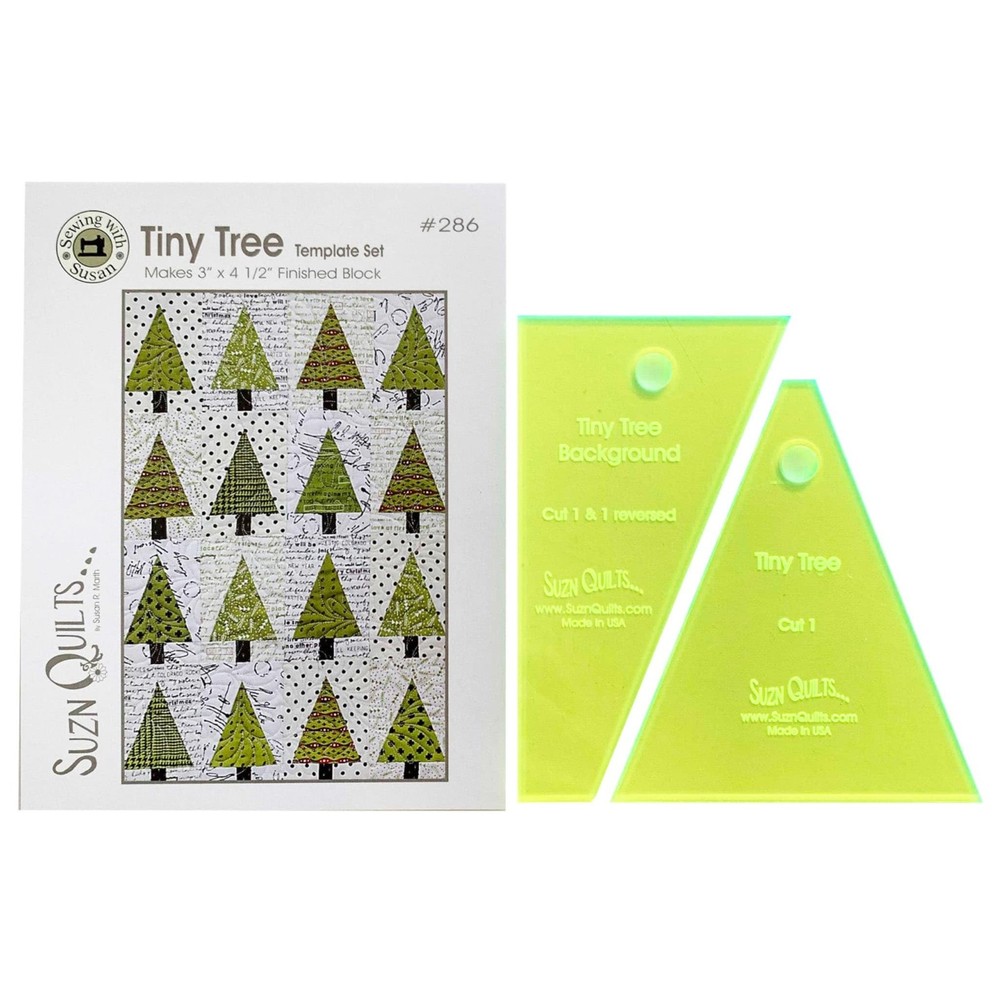 Suzn Quilts Tiny Tree Template Set Notion, Green