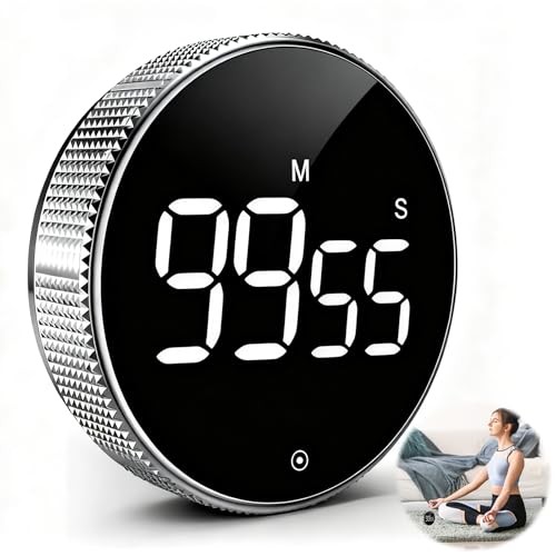 Digital Kitchen Timer, Magnetic Countdown Countup Visual Timer with Silver