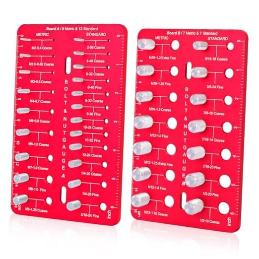 Thread Checker, Nut and Bolt Thread Checker with 19 Standard and 16 2-board