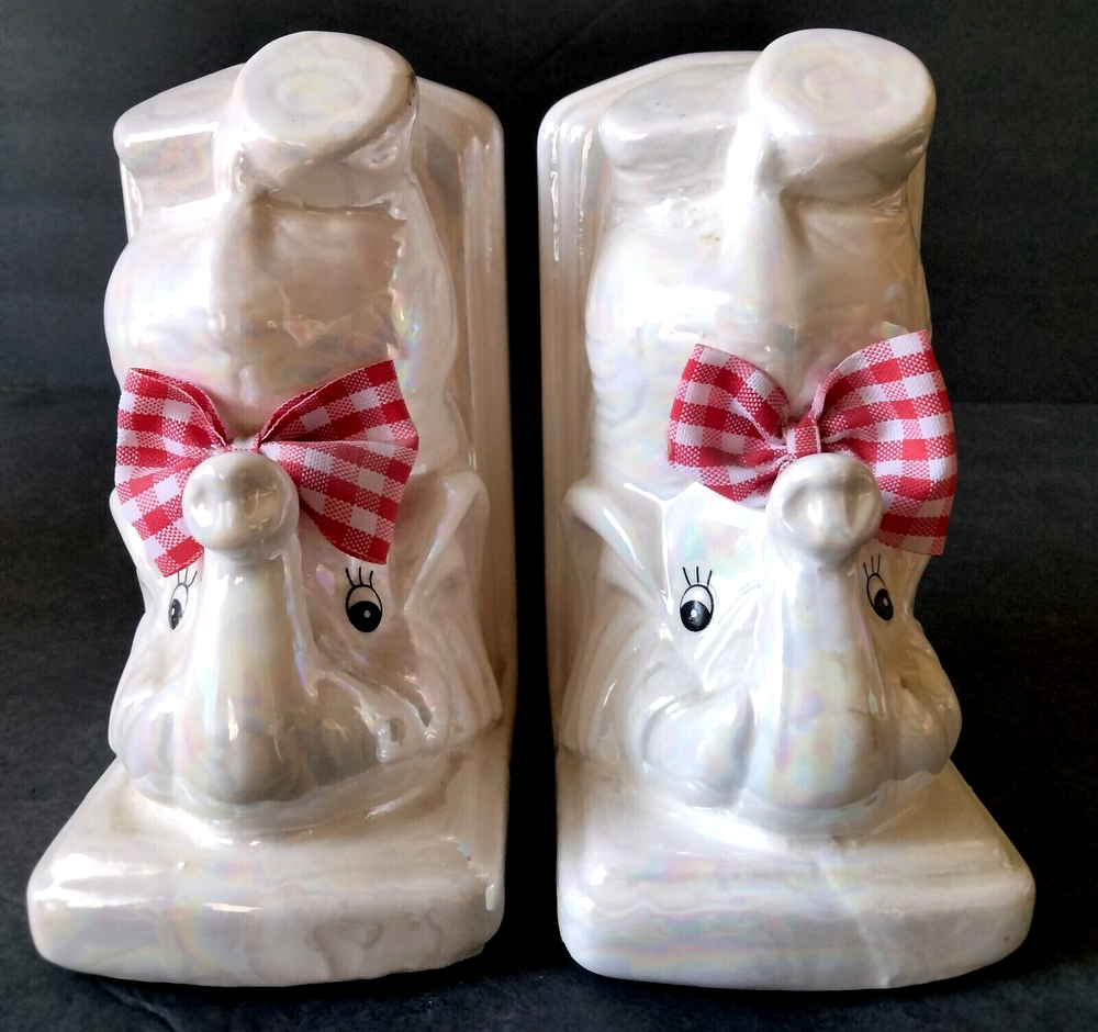 Lustreware Lusterware Ceramic Bookends Inverted Elephants