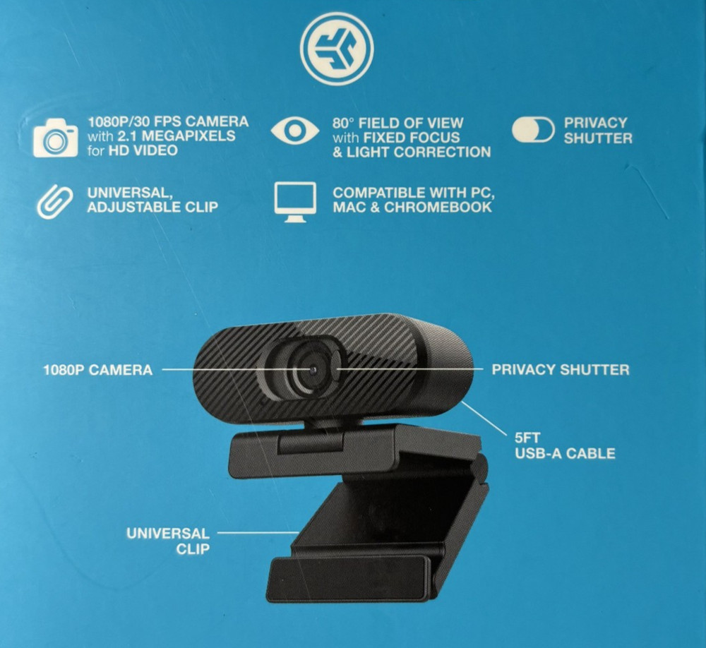 JLab Go Pop USB HD Webcam, Black