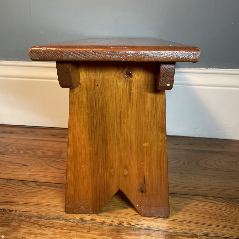 Vintage Rustic Country Cottage Old low Stool Bench