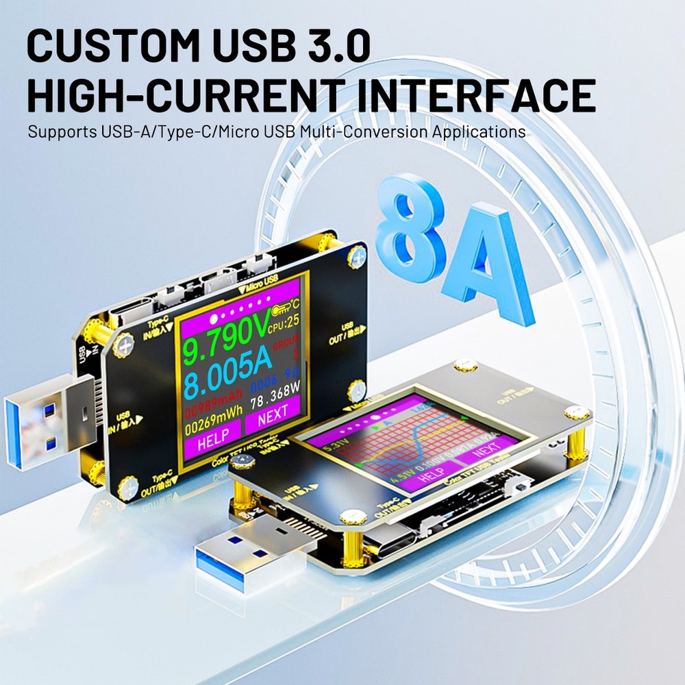USB 3.0 Tester PD Type-C LCD Digital Voltmeter Ammeter Volt Trigger Durable Tool