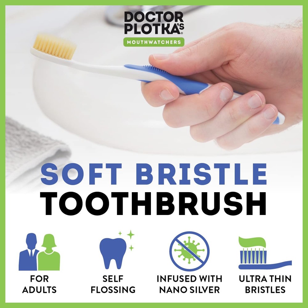 Soft Flossing Toothbrushes for Sensitive Teeth and Gums - 6 Pack Set