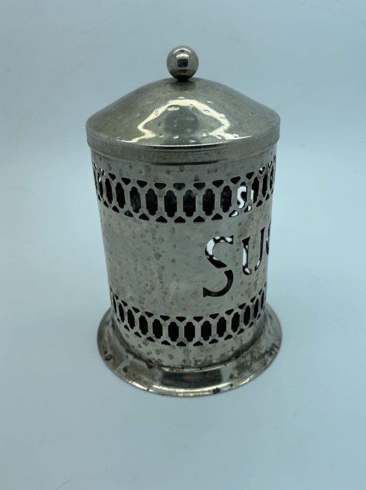 Vintage Leonard England Hammered Silver Sugar Canister