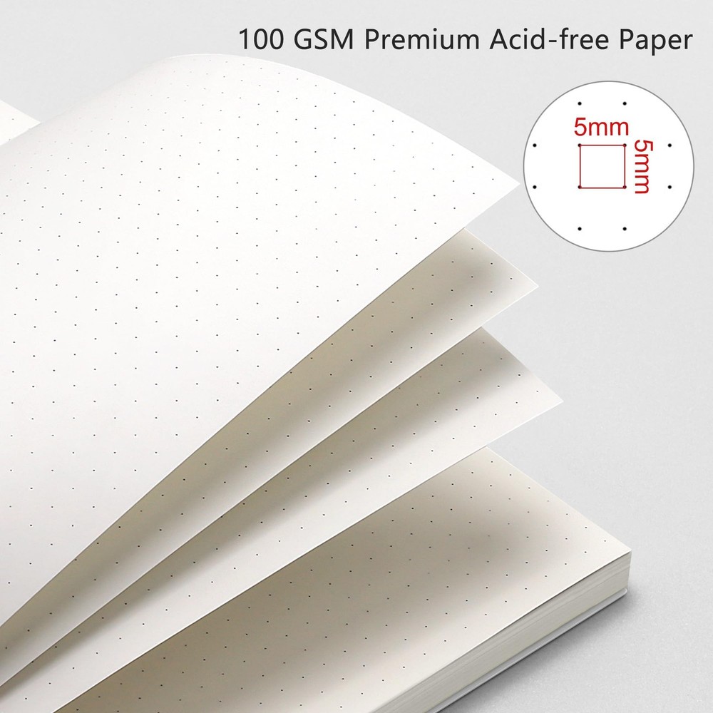 RETTACY Dotted Journal Notebook, 3-Pack, 160 Pages per Pack, Dot, Transparent