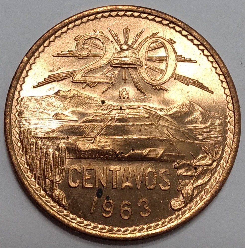 Mexico 1963 20 Centavos Gem Mint State