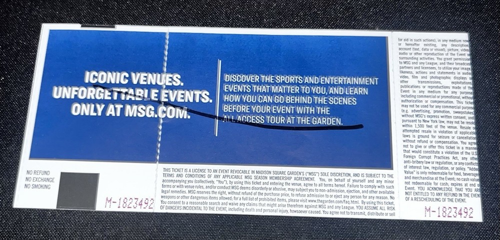 2018 Phish Concert Ticket Stub MSG 12/29/18