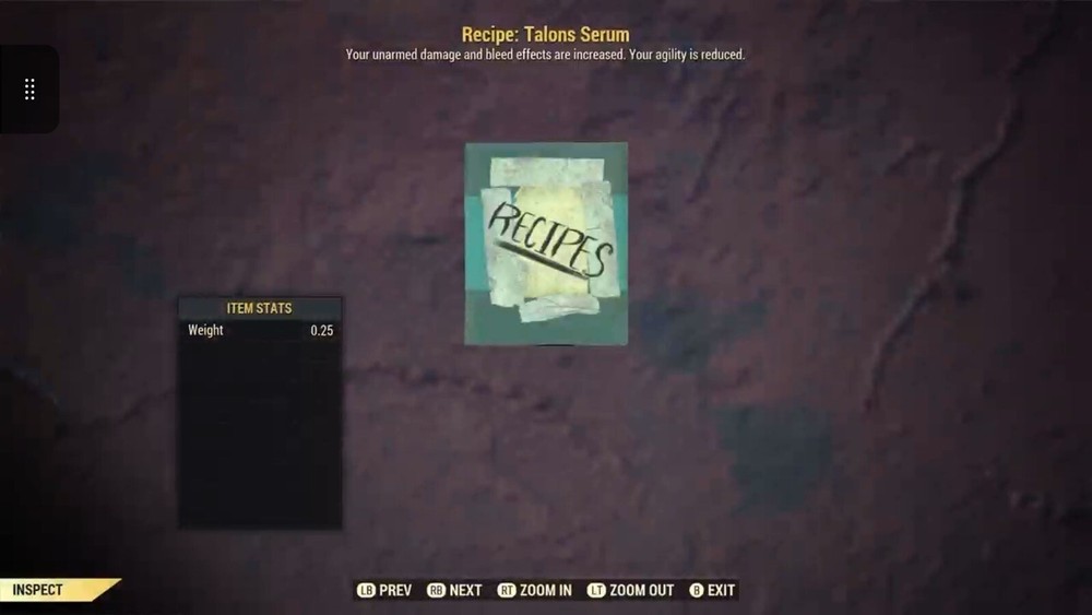 (Xbox) Talons Serum Recipe