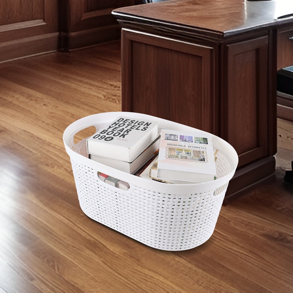 4 Pack Large Laundry Baskets, Plastic Hamper Laundry Basket, 40L, White