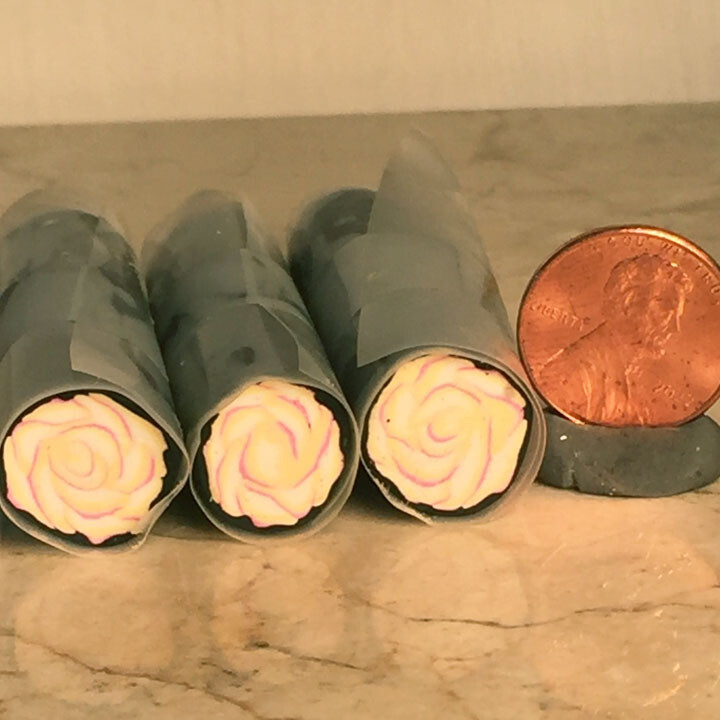 Peace Rose mature version polymer clay cane raw ready to use