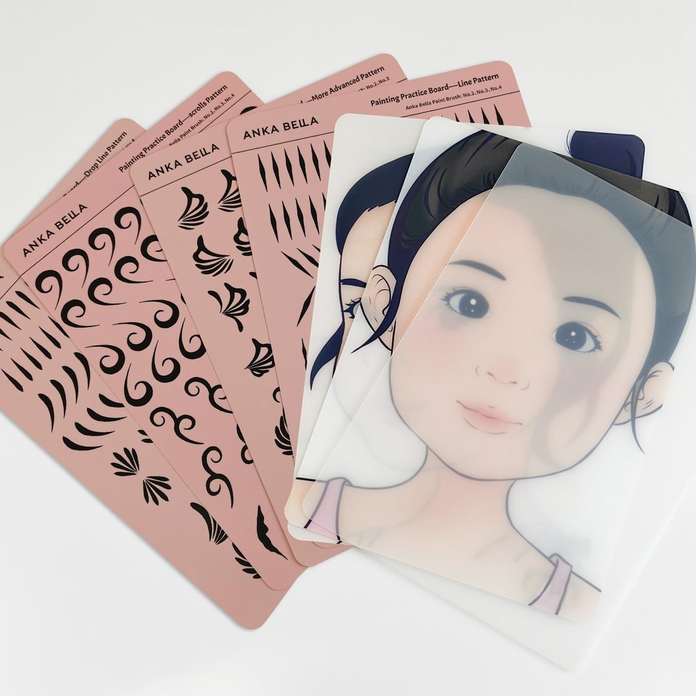 Reusable Face Paint Practice Board - 7pcs A4 Templates with Various Patterns