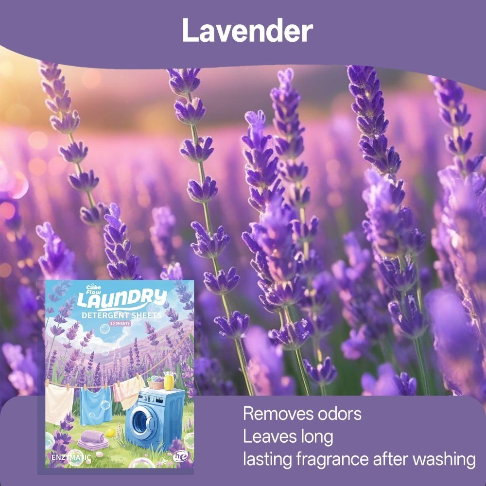 Lavender Scented Laundry Detergent Sheets 40 Loads Eco Friendly Pre-Measured