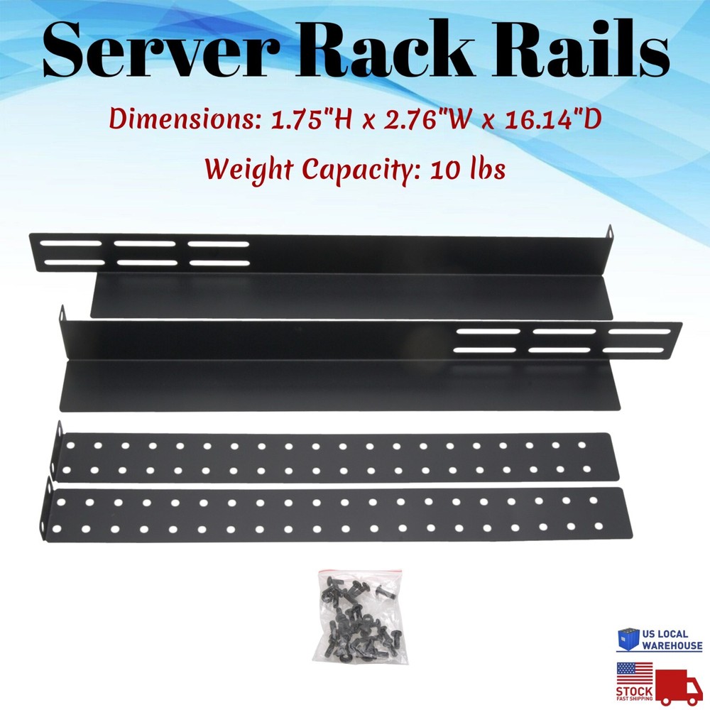 Adjustable 1 Space 1U Server Rack Shelf 4-Post Mount Shelves Rail Rails Network