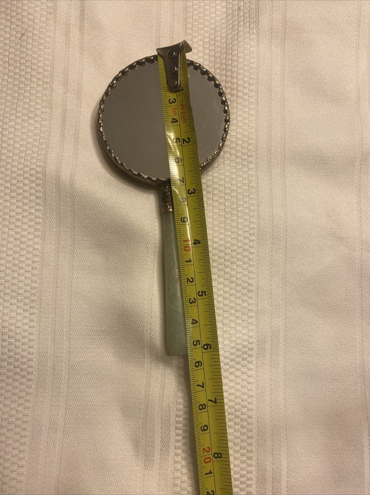 Chinese Hand Held Mirror Jade Handle