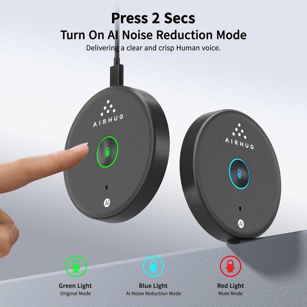 AIRHUG USB Microphone No Speaker,Desktop Computer Mic, Mute Button with LED Indi