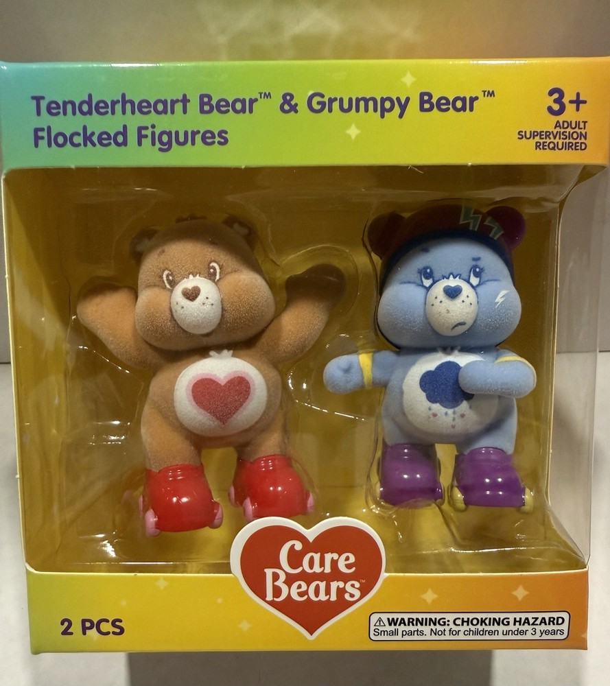Care Bears Flocked ~ Grumpy Bear & Tenderheart Bear Roller Skating ~ New