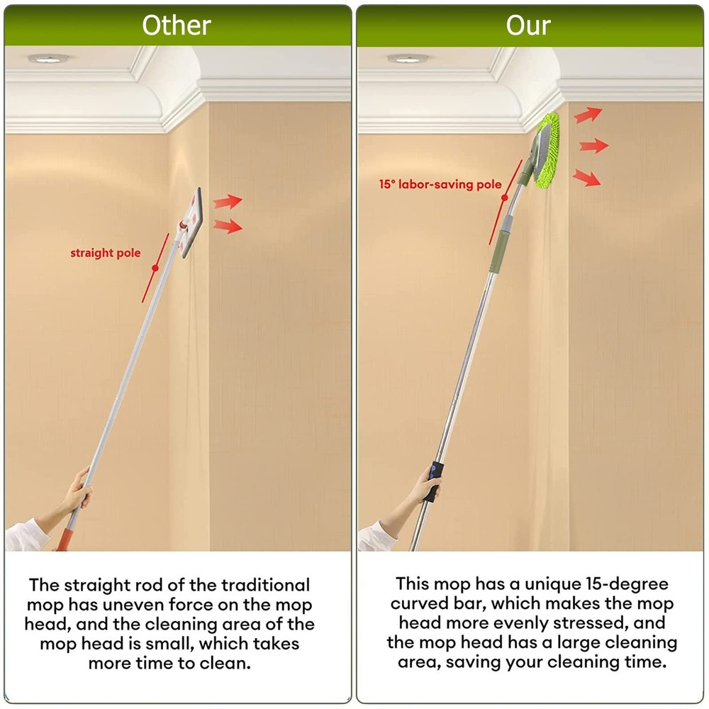 Wall Cleaner, Max 66'' Mop with Long Handle, Ceiling Dust 1, Green