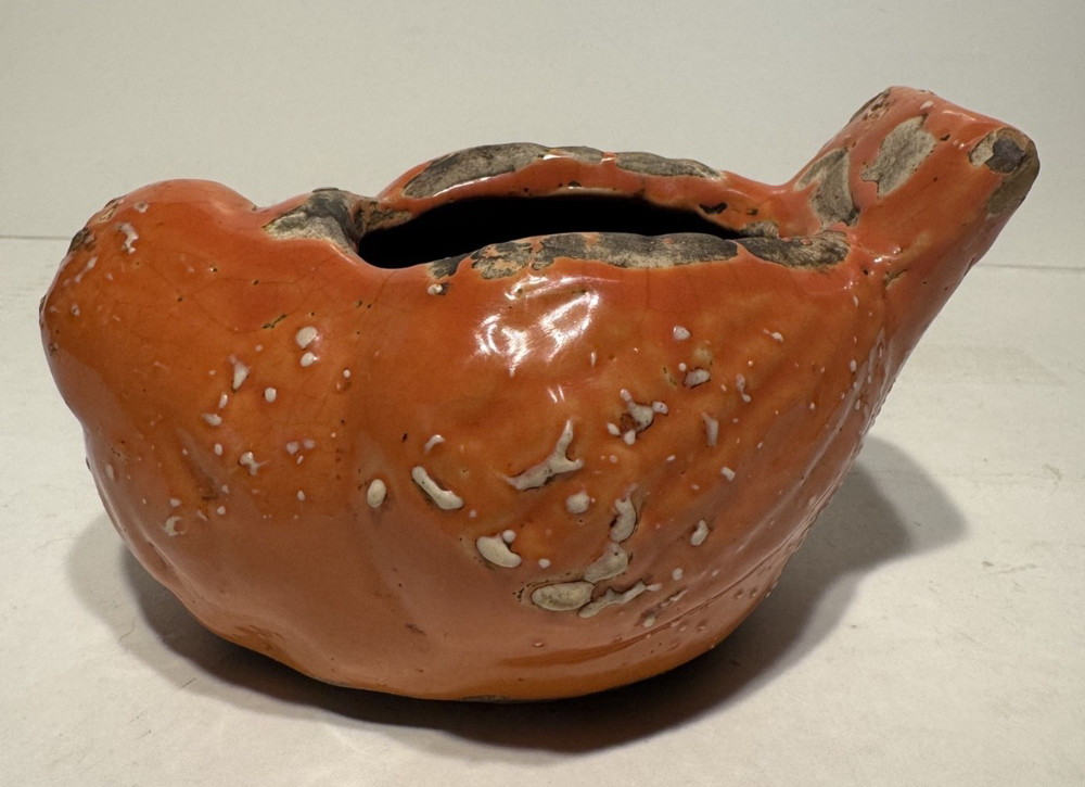 Ceramic Orange Bird Décor-As Planter or For Candles