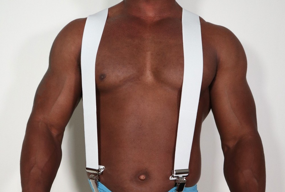 WIDE WHITE SUSPENDERS
