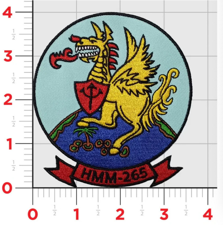 MARINE CORPS HMM-265 DRAGONS 1978 HOOK & LOOP EMBROIDERED PATCH