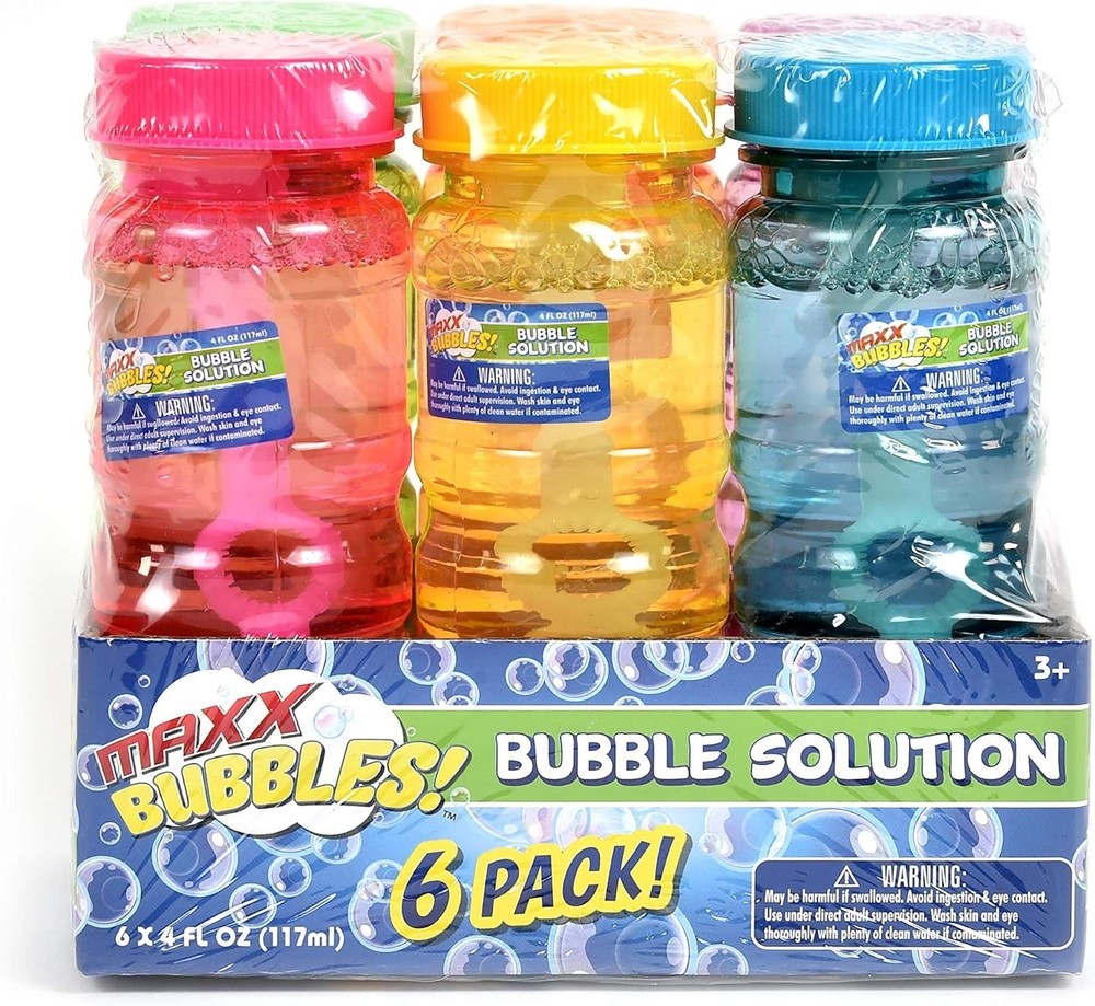 6 Pack Bubble Solution – 4oz Bubble Blower Bottles with 6-Hole Wand | Bottle ...