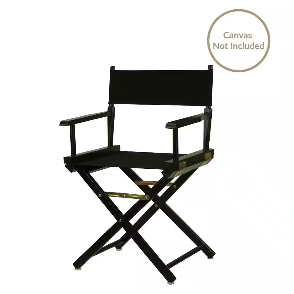18 In. Director'S Chair Black Solid Wood Frame
