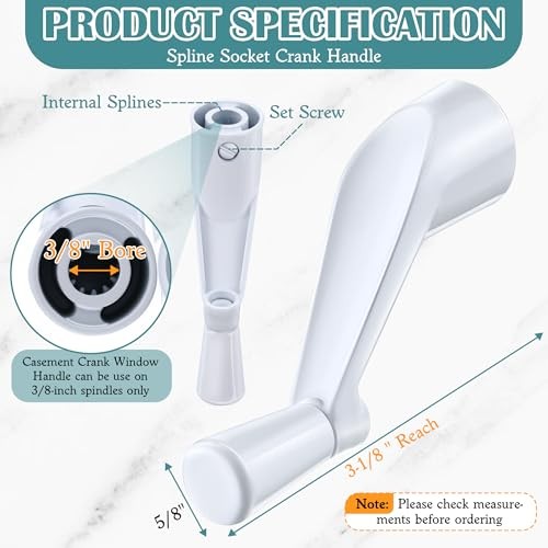 Pack/8'' Spline Socket Crank Handle with Tee Handle Casement Operator, Stone 3