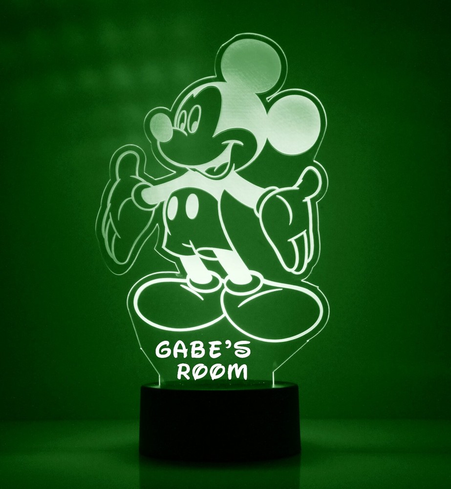 Mickey Mouse Personalized FREE LED Night Light Lamp with Remote Control Light
