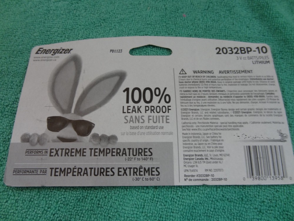 NEW Energizer 2032 3V Lithium Battery - 10 Pack- Coin Cell/Button
