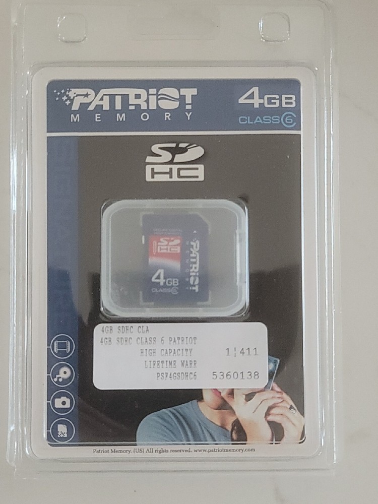 NEW Patriot  4GB SDHC Secure Digital High Capacity Class 6