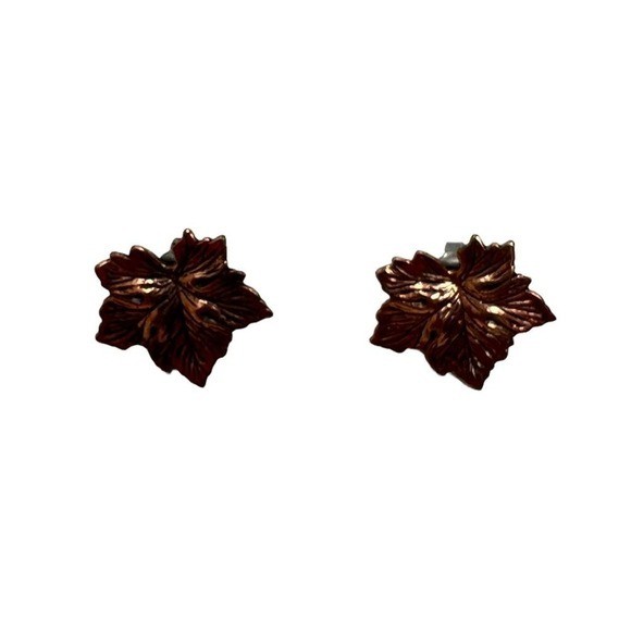Sunrise Copper Pierced Earrings Leaf Stud