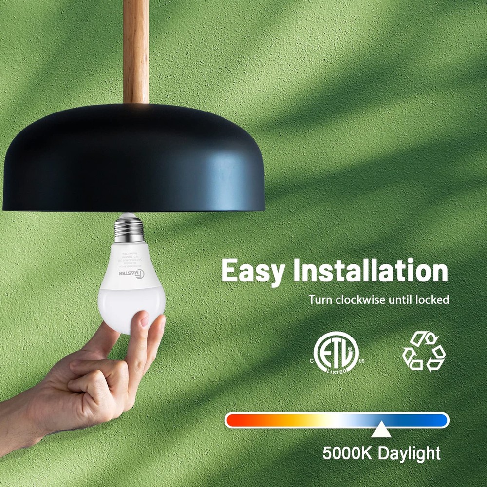 A19 LED Light Bulb, LED Bulbs 100 Watt Equivalent, 5000K Daylight Light Bulbs...