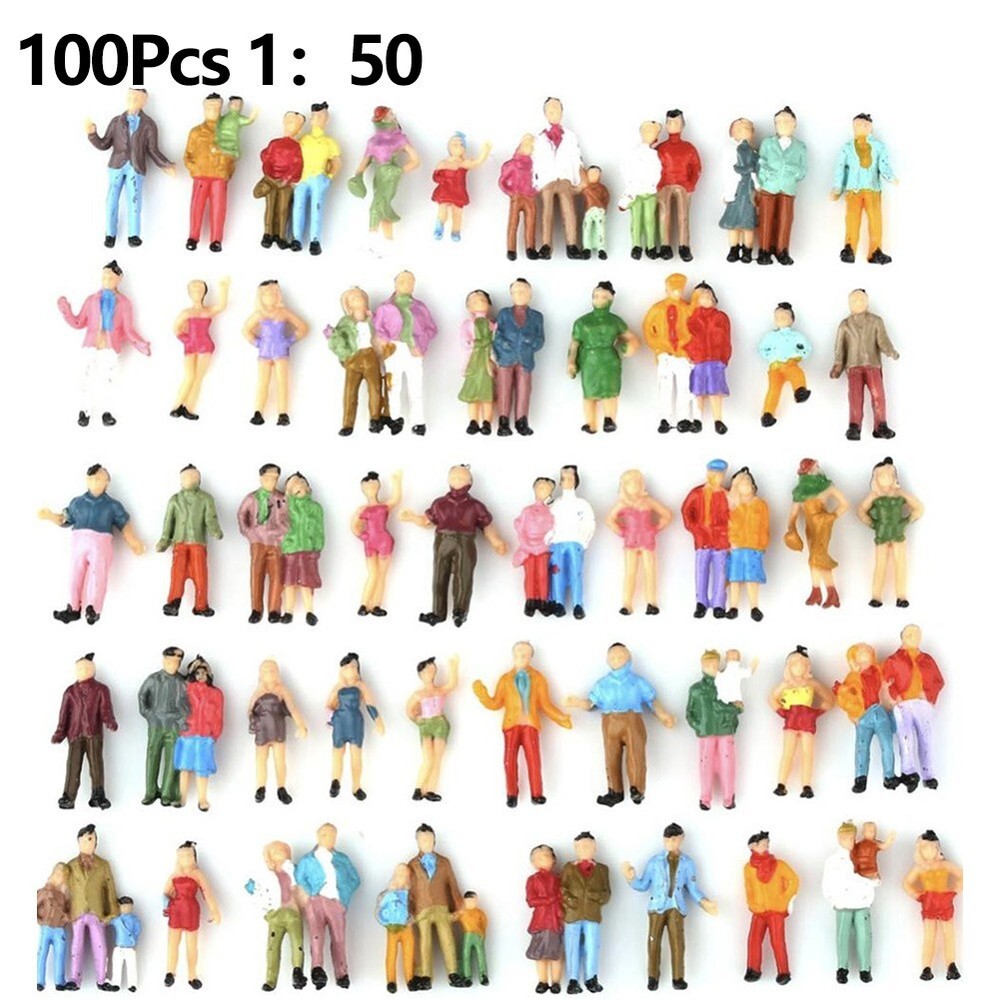 Painted Figures Model Sand Table 100Pcs 1:50 Scale Multicolor Simulation