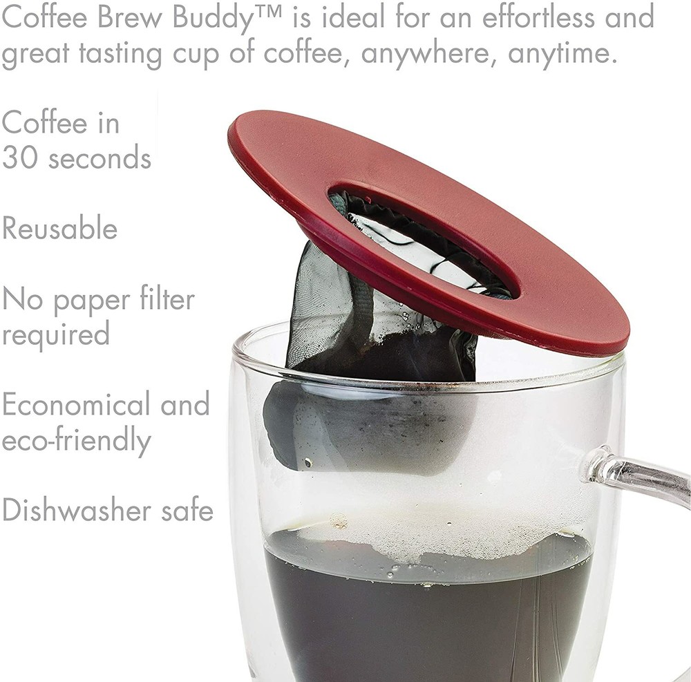 Primula Reusable Fine Mesh Filter Pour Over Maker Portable Coffee Brew Buddy,Red