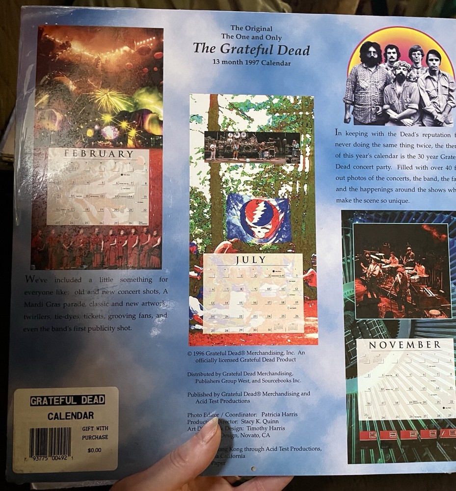 Official Grateful Dead 1997 Unopened Calender