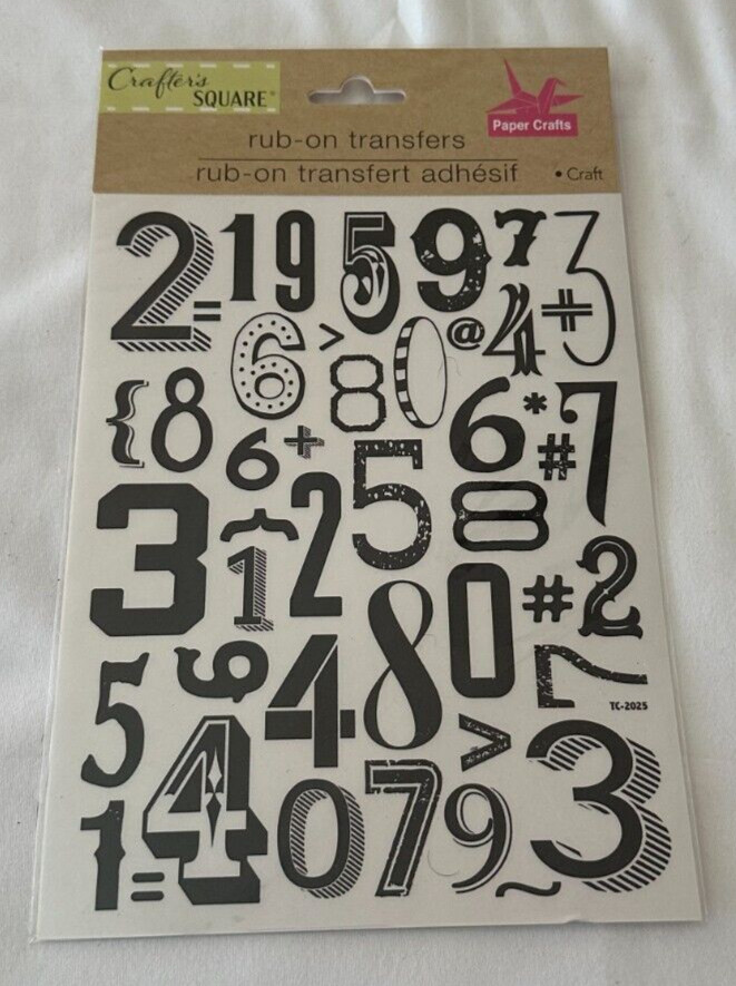 Crafter’s Square Rub on Transfers Numbers NEW