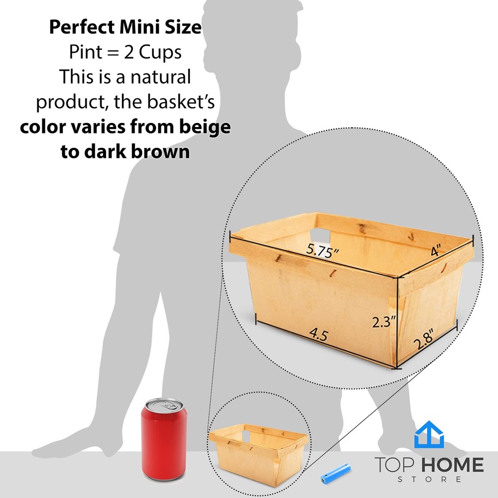 Pint Mini Rectangular Gift Baskets (10 Pack); for Picking Fruit or Arts, Craf...