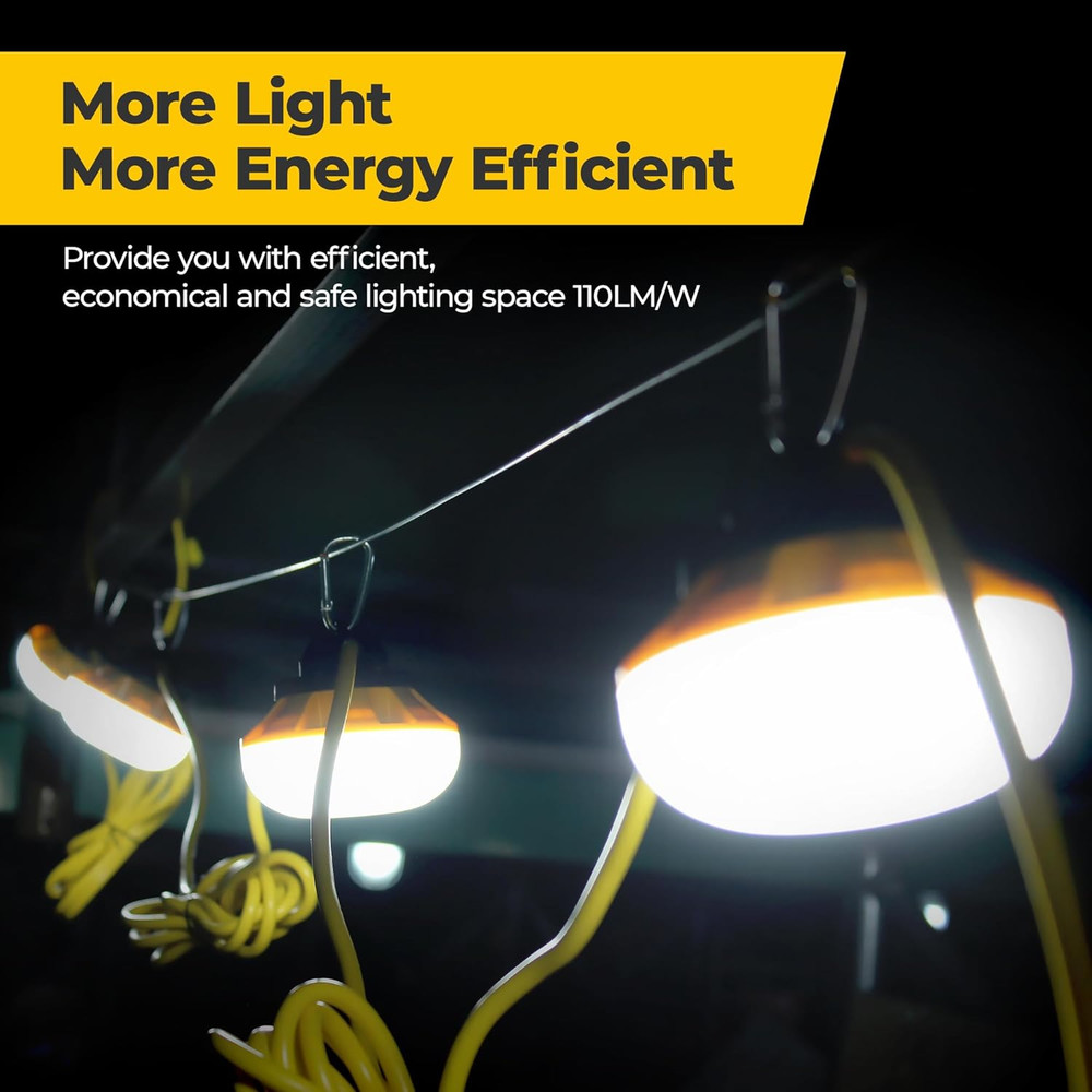 3 Prong LED String Lights with Switch: 100FT Linkable ETL Certified Bright Work