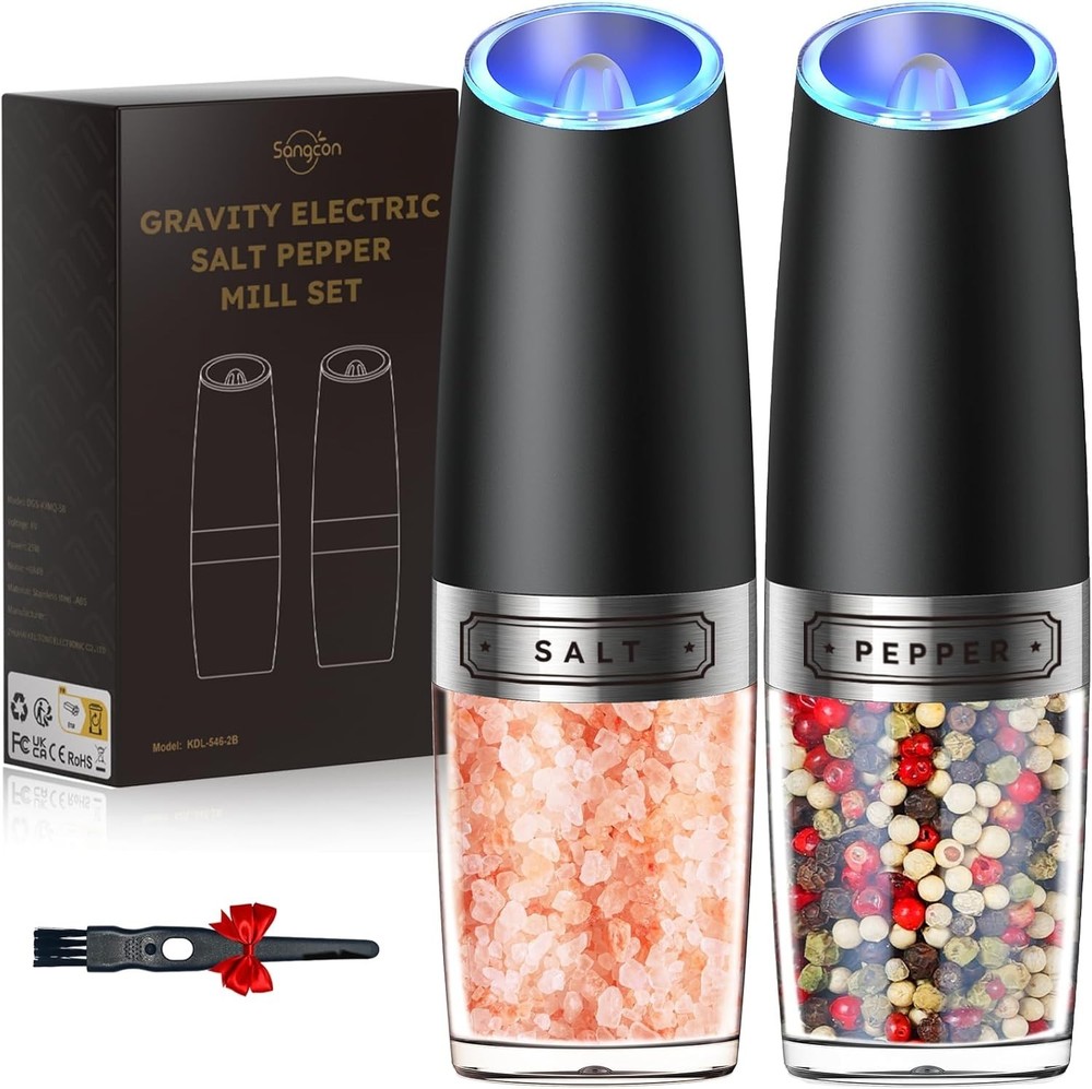Automatic Battery Powered Salt and Pepper Mills with Large Capacity for Kitchen