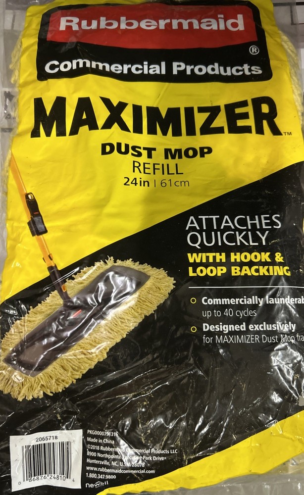 Rubbermaid Commercial Maximizer 24" Dust Mop Refill24" With Hook & Loop Backing