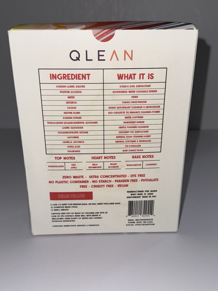 Qlean Laundry Detergent Sheets - Plastic-FreePackaging, Travel-Friendly 40 LOADS