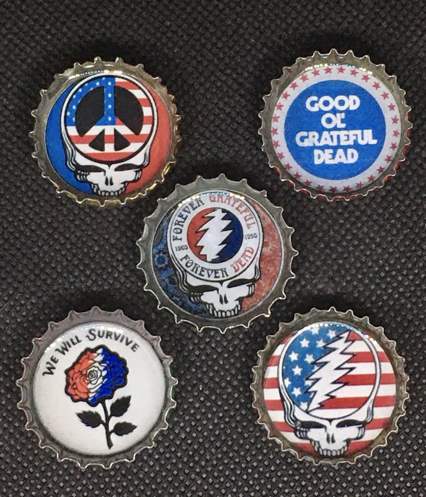 Grateful Dead Americana Bottle Cap Magnet Set