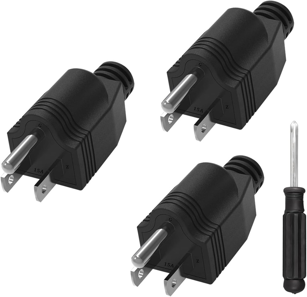 Replacement Plugs, 3 Pack 3 Prong Replacement Plug with 1 Screwdriver, Replaceme