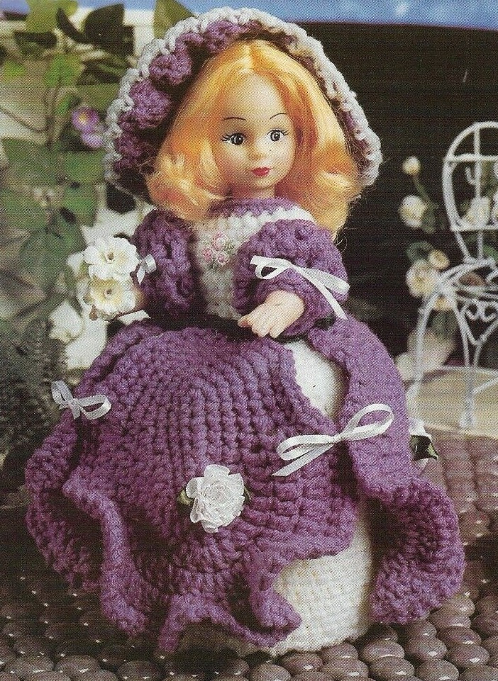 IRIS TISSUE TOPPER DOLL BATHROOM DECOR DIGEST SIZE CROCHET PATTERN INSTRUCTIONS