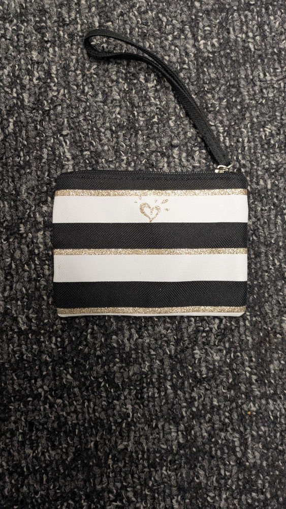 Justice Black & White Polka Dot Gold Initial "A" Wristlet Wallet