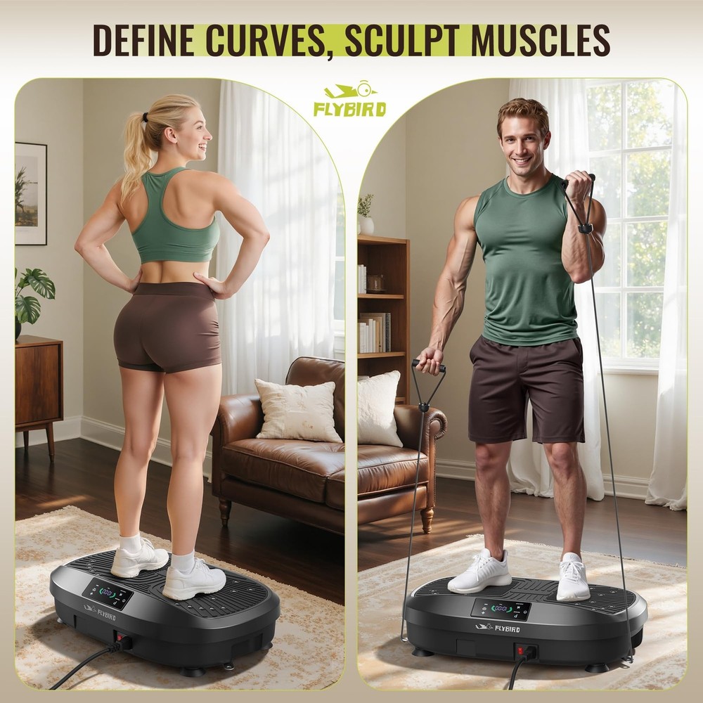 FLYBIRD Vibration Plate Exercise Machine, Adjustable Speed High Intensity Vib...