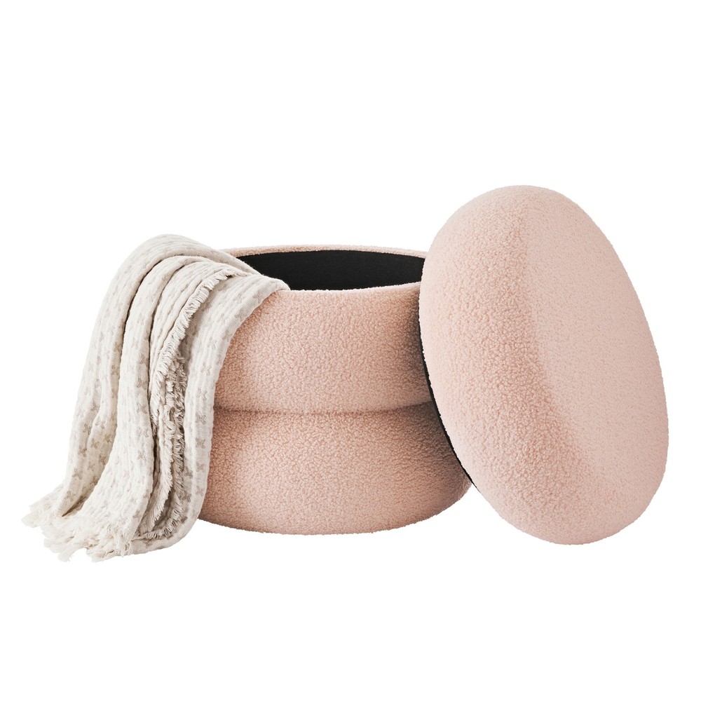 Boucle Cloud Storage Ottoman, Blush