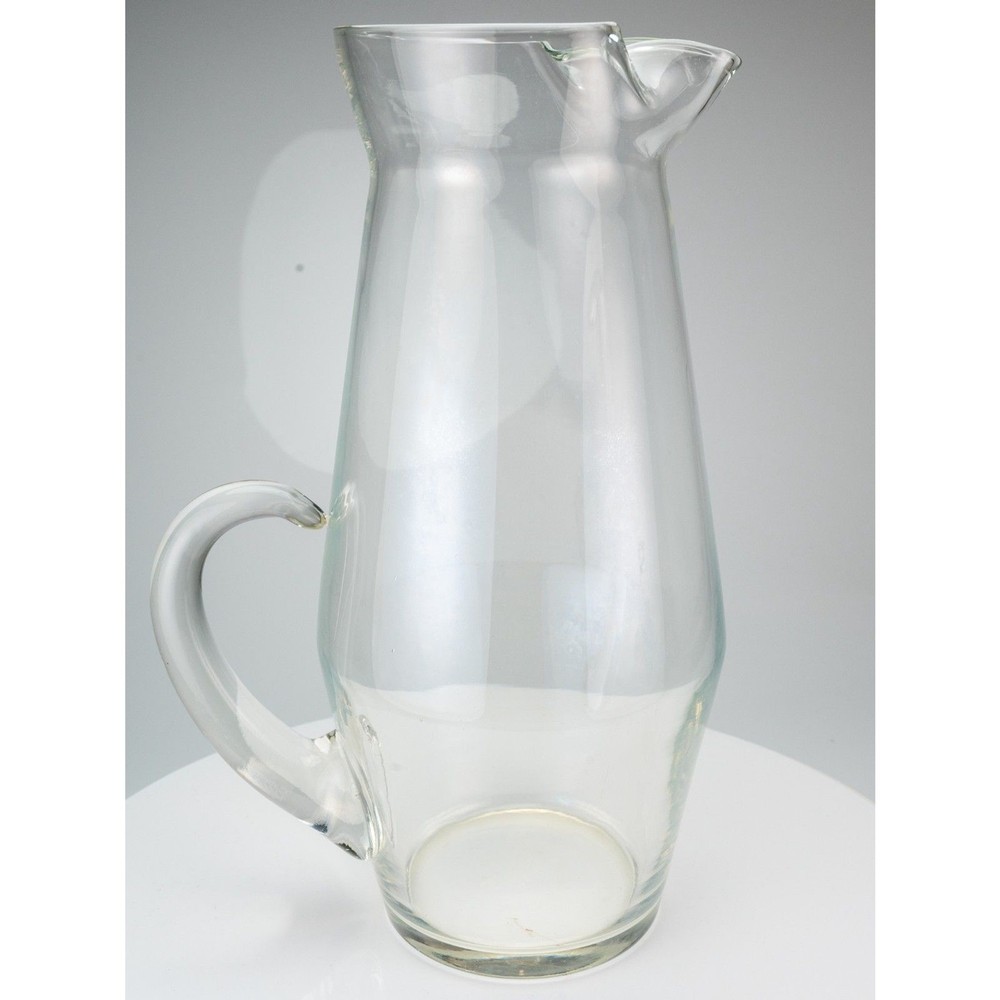 Clear Glass Beverage Pitcher with Handle and Spout