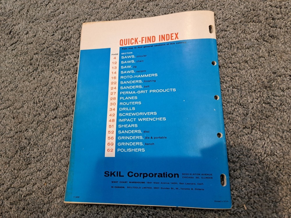 Vintage Skil Power Tools 1962 Saws Hammers